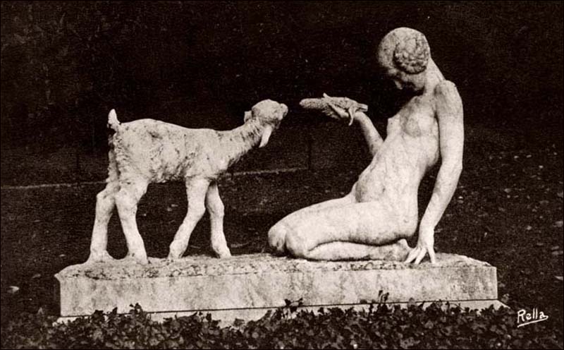 La jeune fille au chevreau, Marcel Courbier, Bronze, 1925